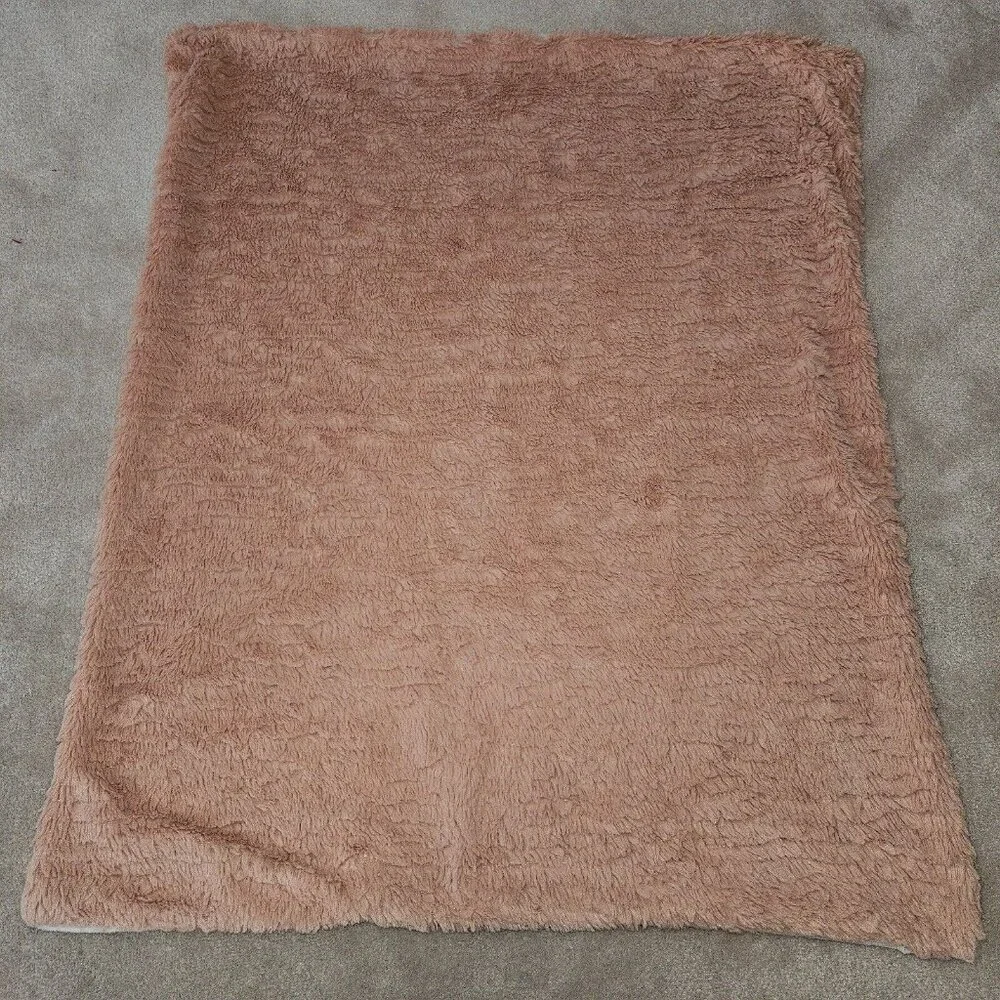 Brown White Fleece Baby Blanket Reversible Solid 27x32 SOFT
